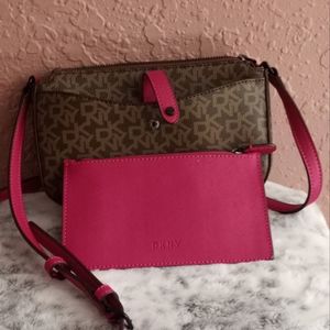 DKNY Thomasy crossbody and fuschia pink zipper pouch